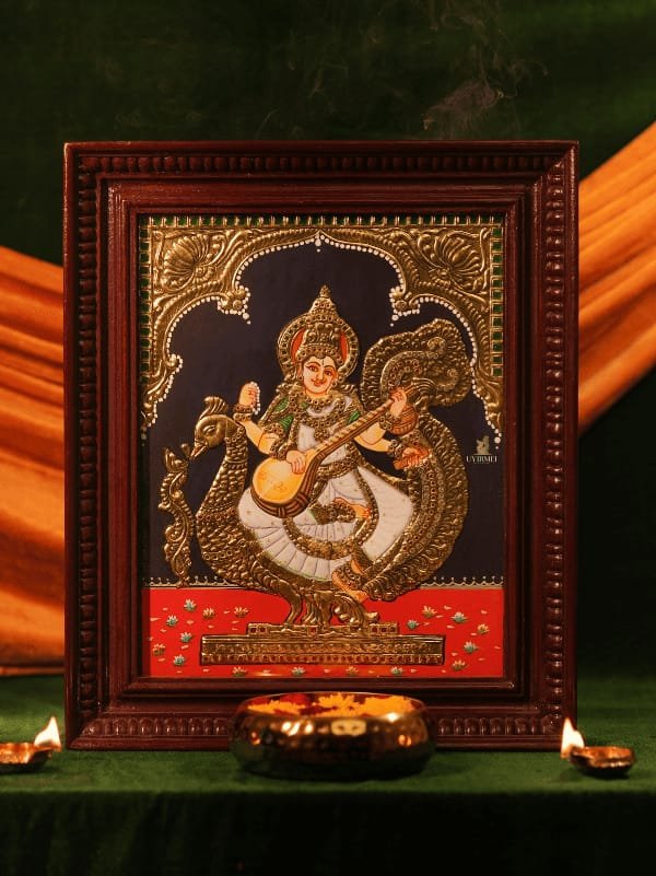 God Saraswathi Tanjore painting 