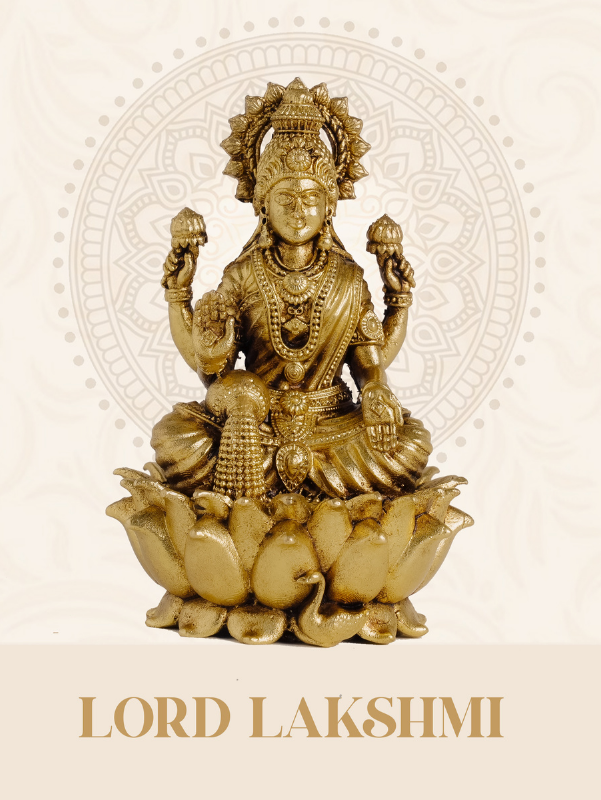 Divine Gold Plated Brass Lakshmi Idol