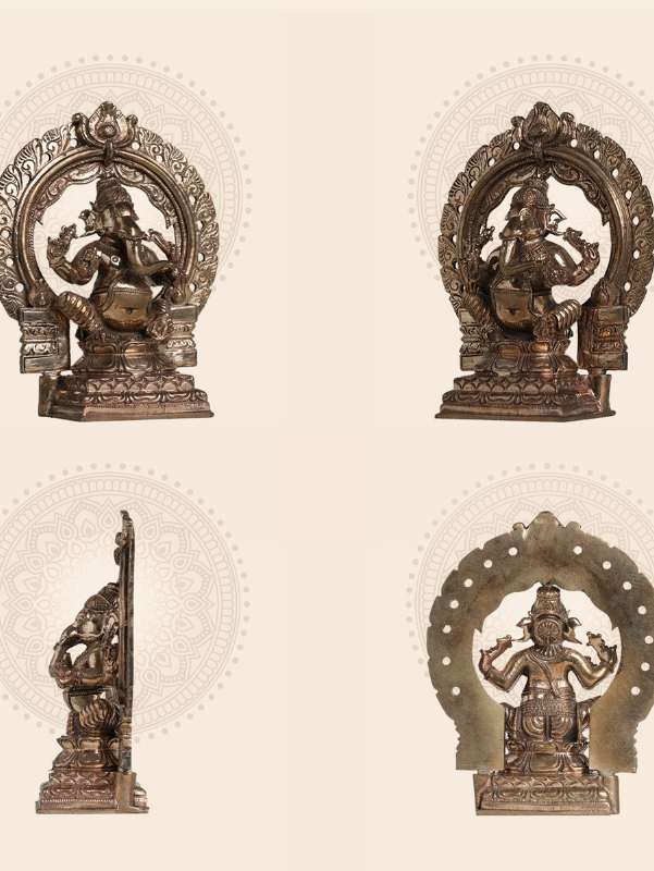 Panjalogam Ganesha with Circular Prabhavali Arch