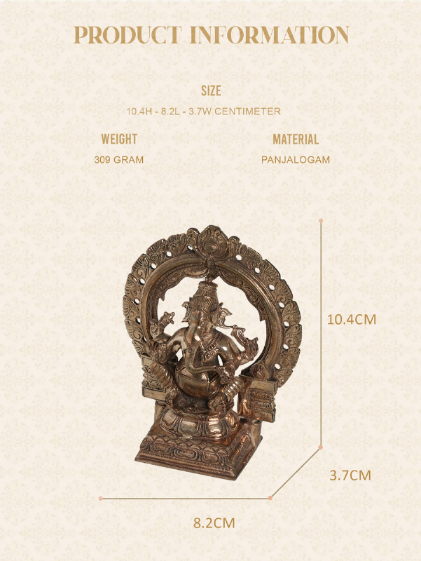 Panjalogam Ganesha with Circular Prabhavali Arch