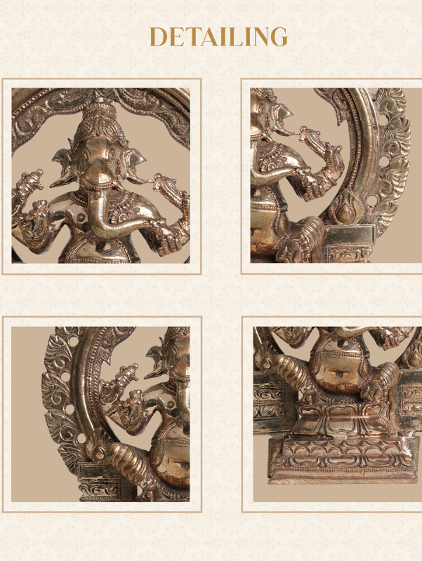 Panjalogam Ganesha with Circular Prabhavali Arch