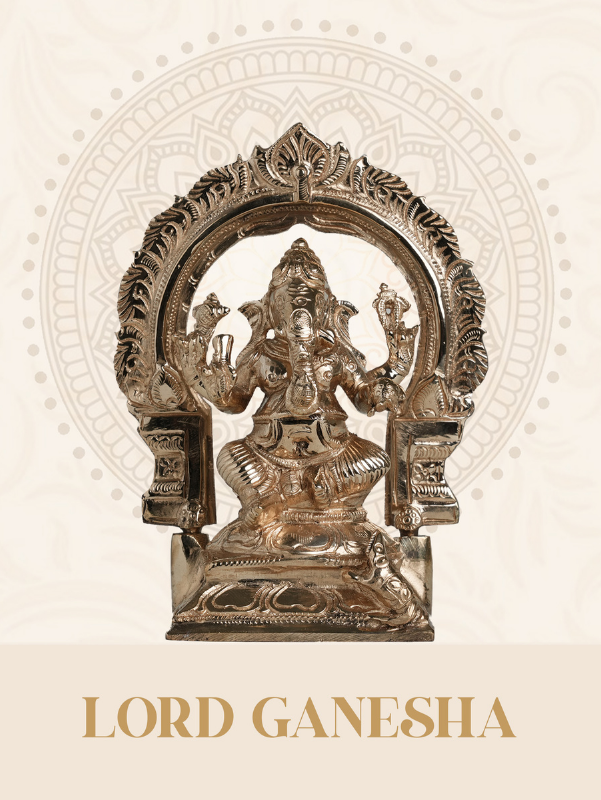 Lord Ganesha Brass with Traditional Makara Temple Arch