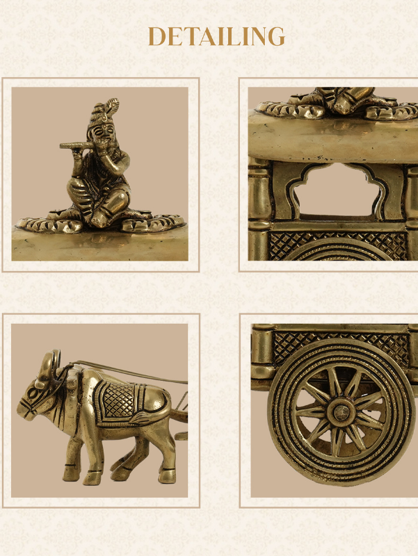 Brass Bullock Cart Krishna Idol - View 3
