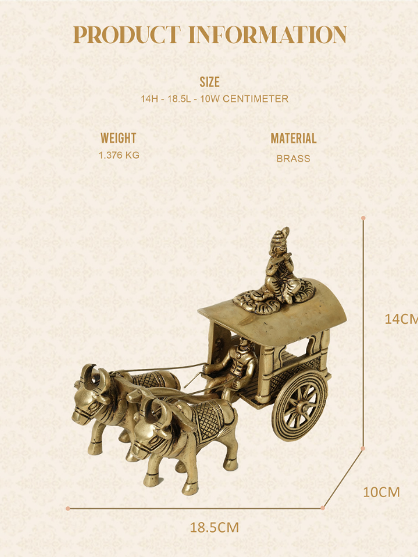 Brass Bullock Cart Krishna Idol - View 4