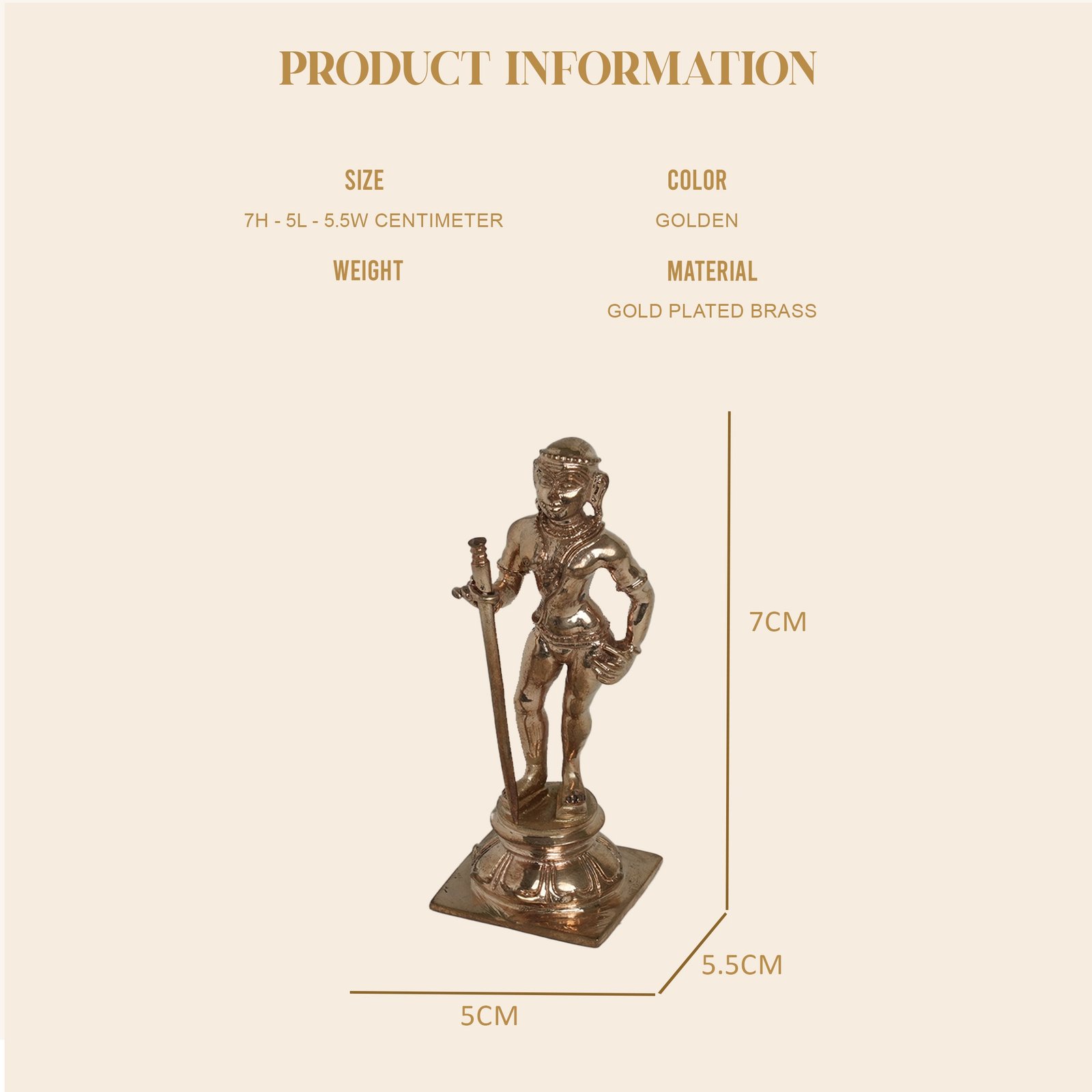 Palani Andavar Gold Plated Brass Idol
