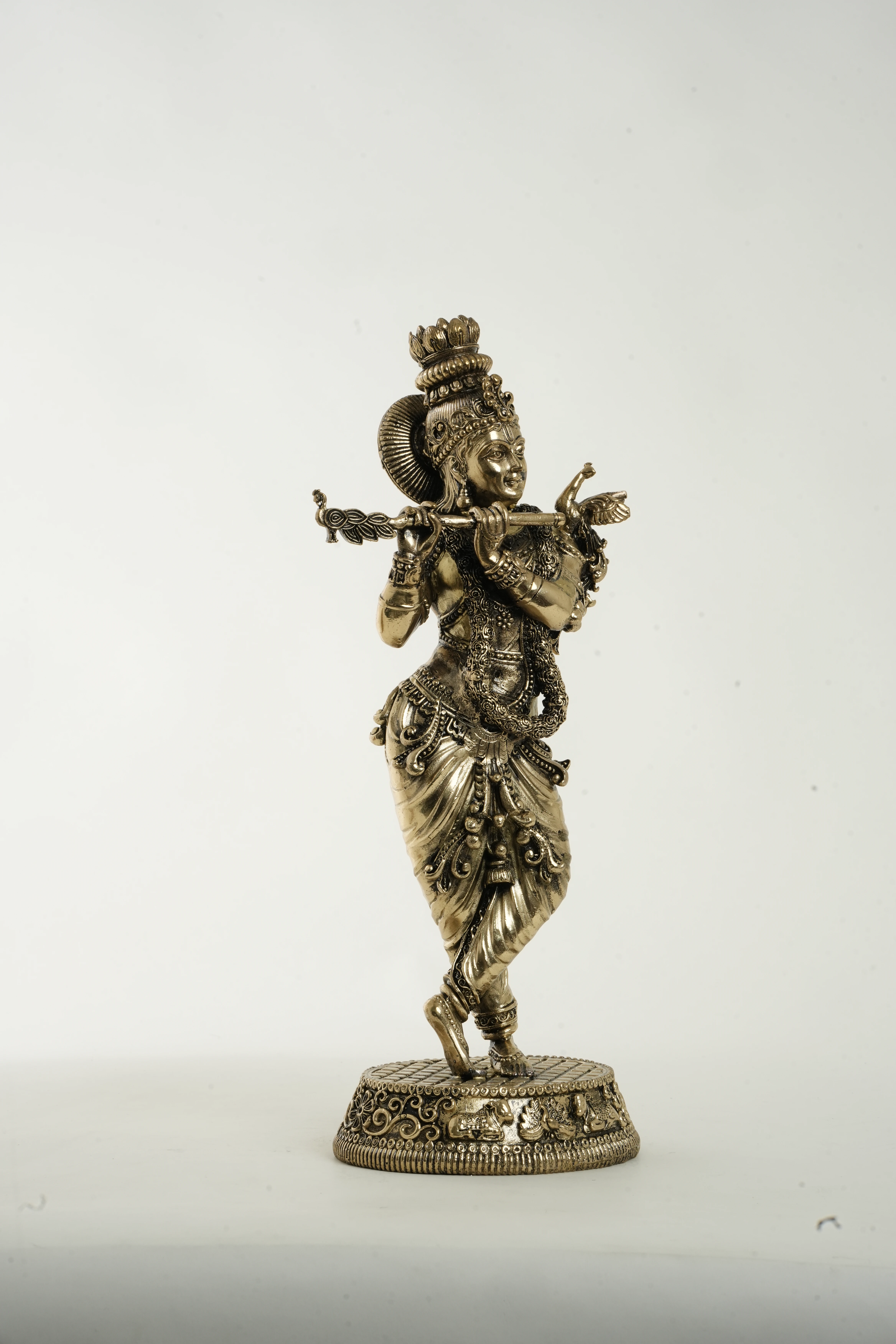 Lord Krishna Brass Idol Playing Flute