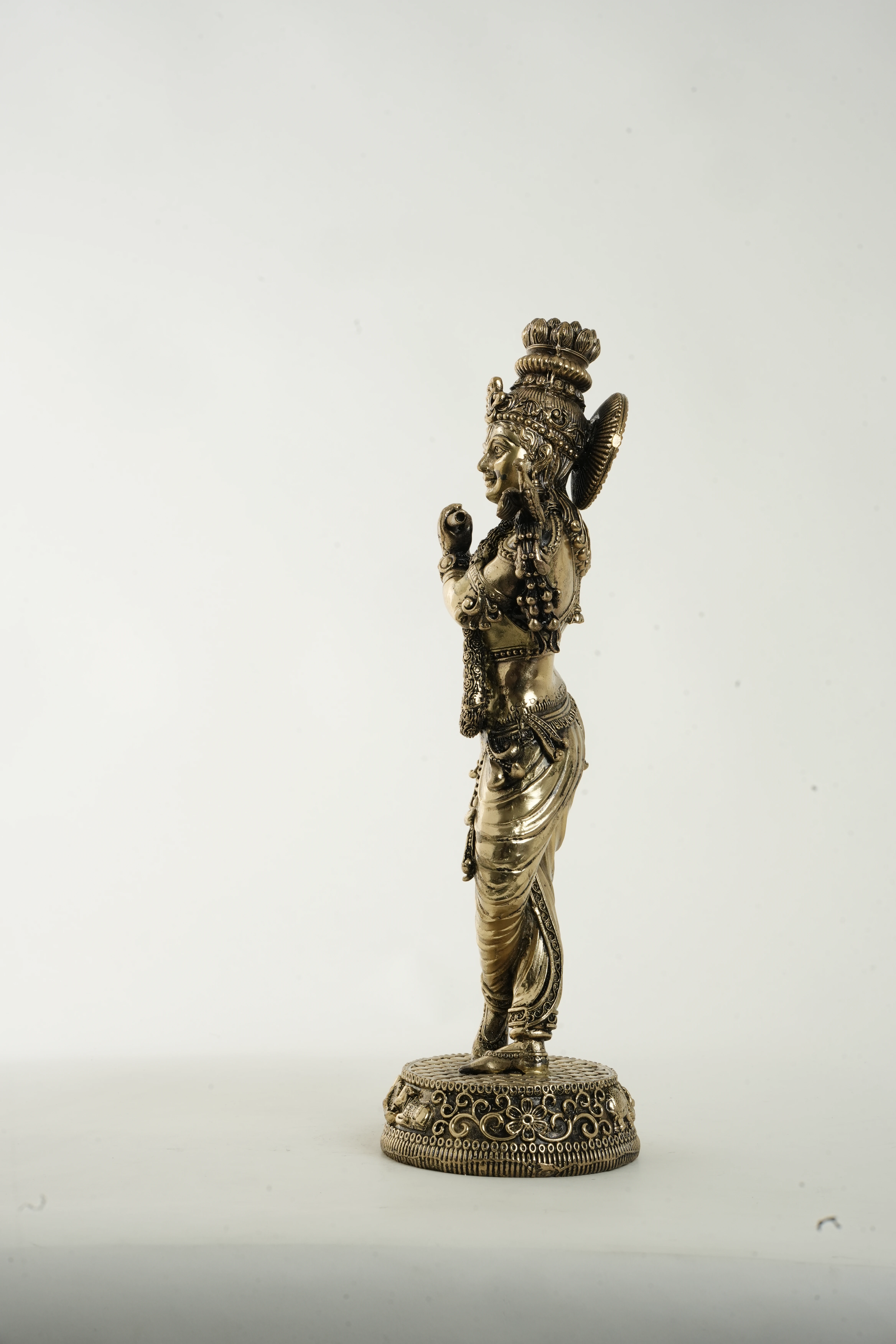 Lord Krishna Brass Idol Playing Flute