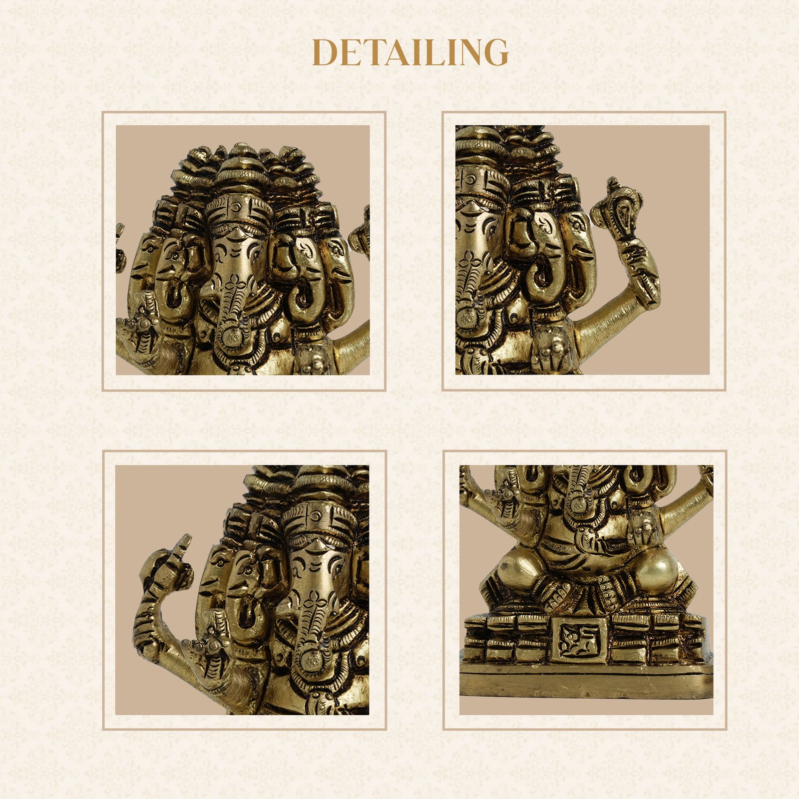 Panchamukhi Ganesha Brass Idol