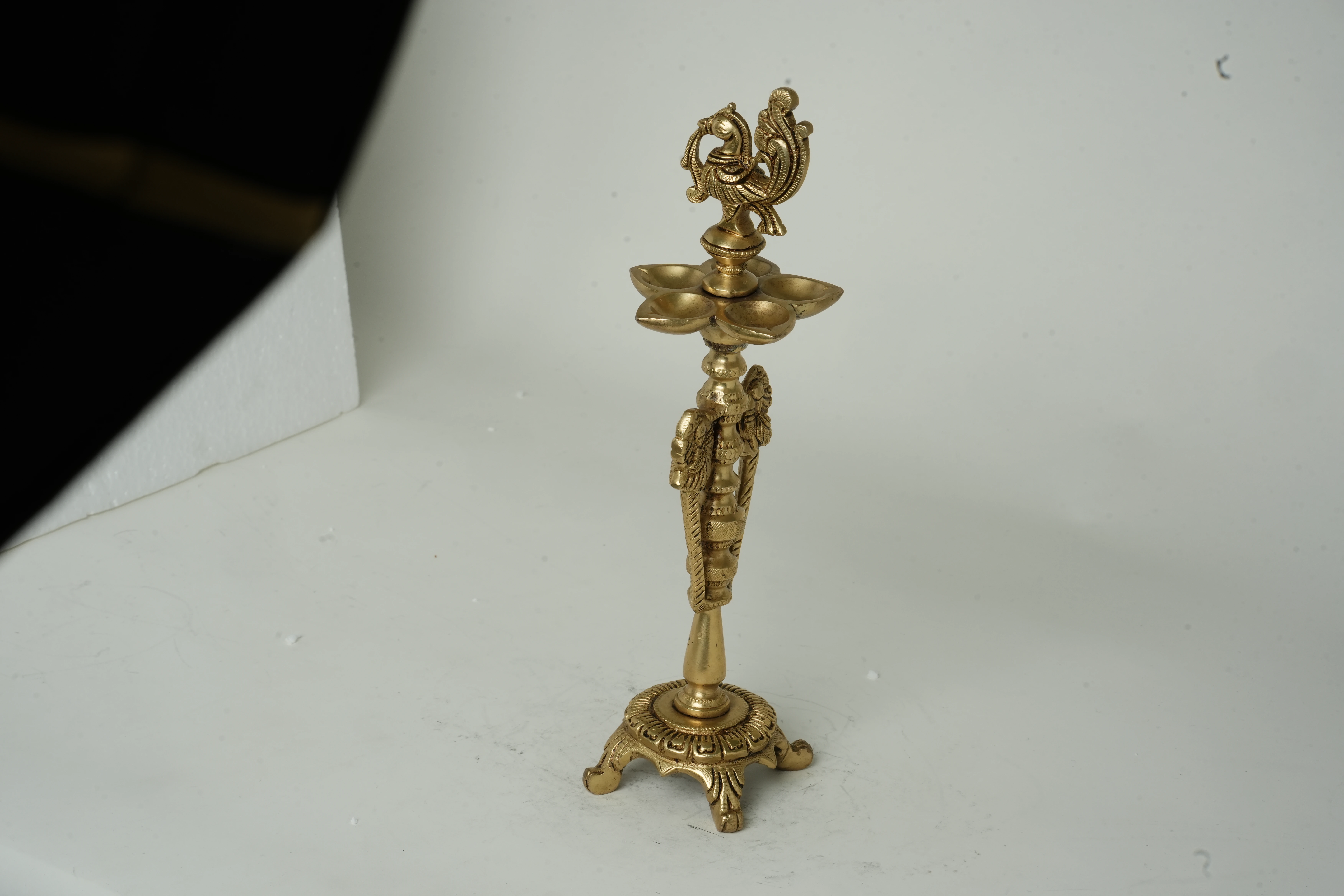 Brass Peacock Standing Diya / Decorative Oil Lamp - View 3