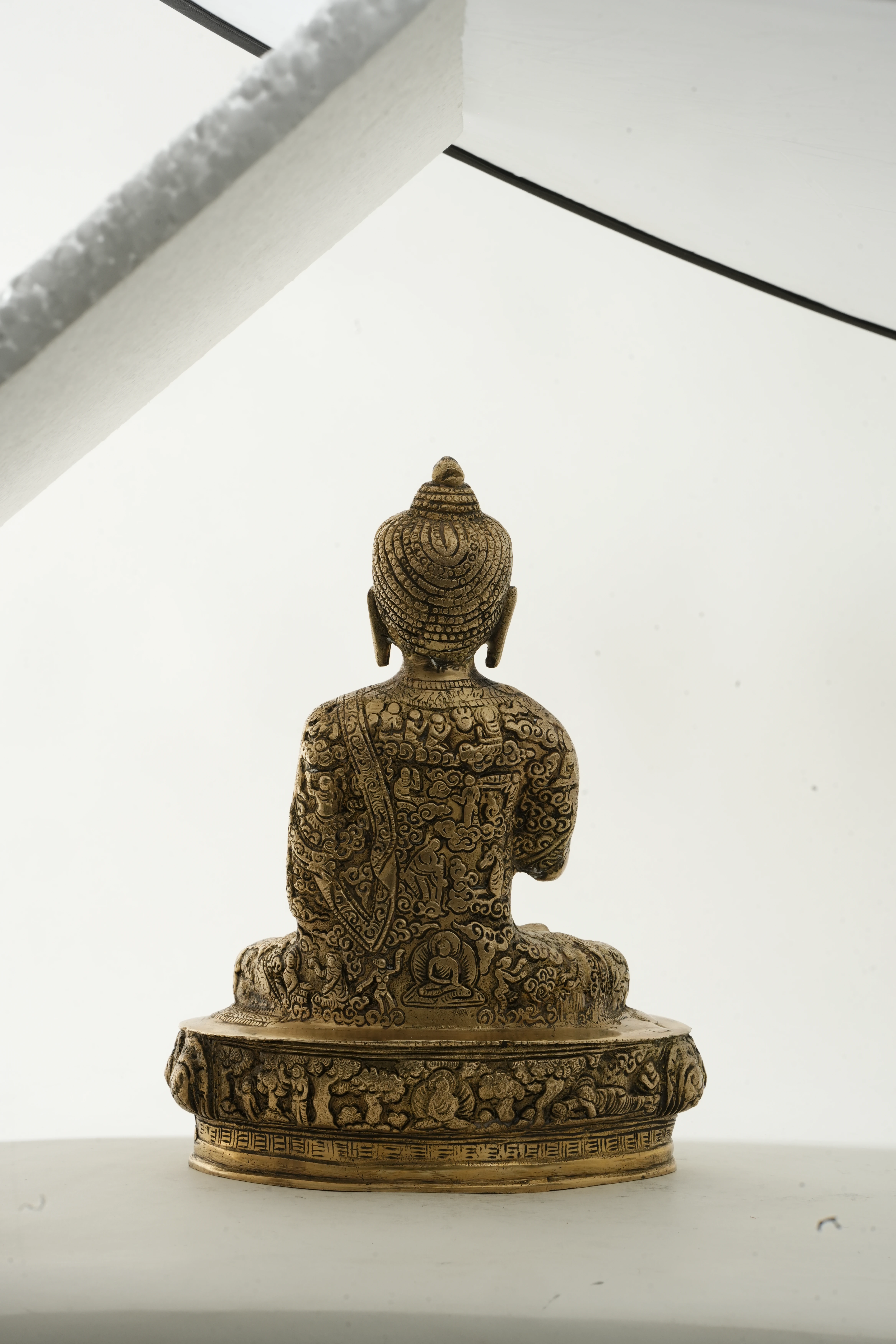 Antique Brass Buddha Idol Statue - View 3