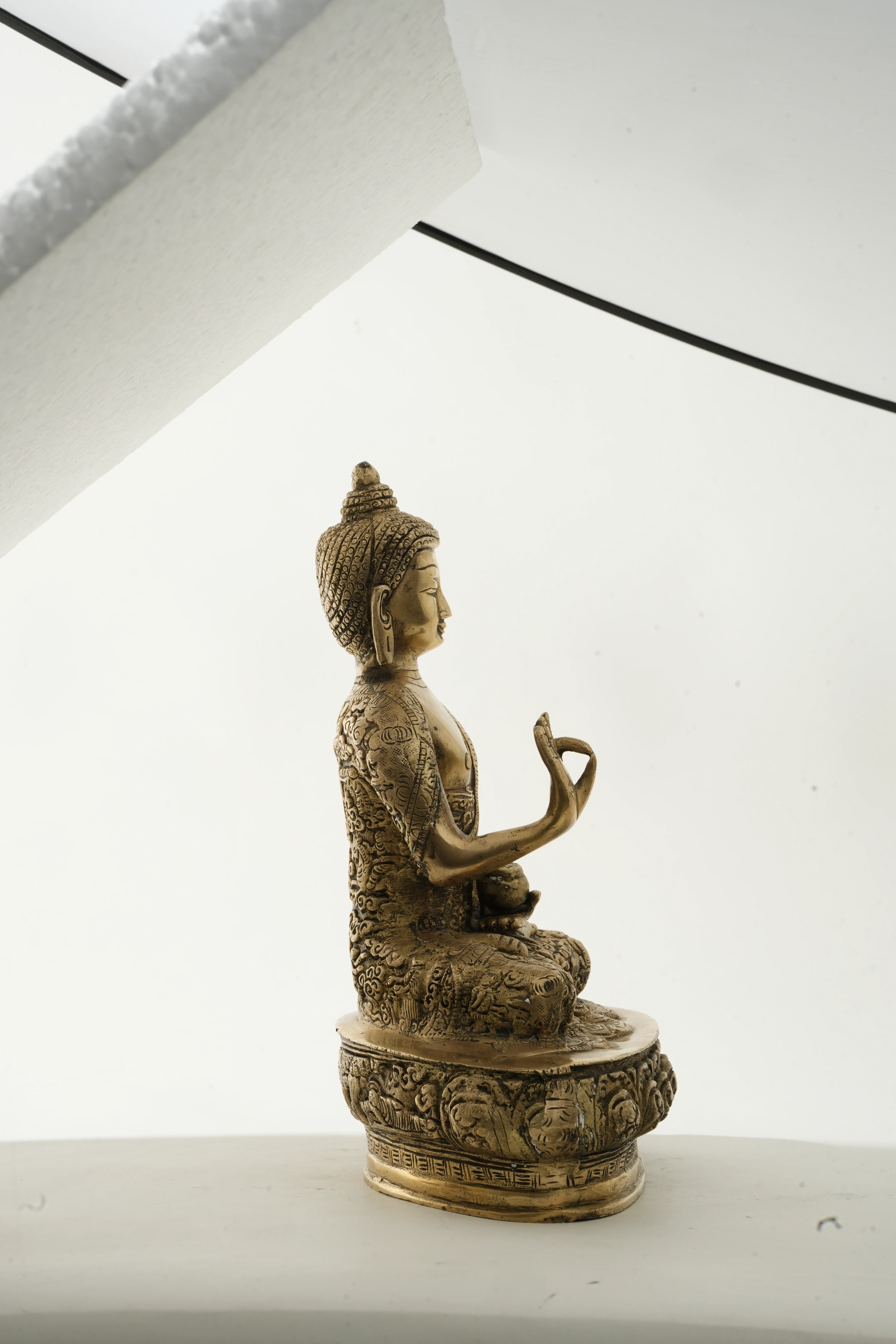 Antique Brass Buddha Idol Statue - View 5