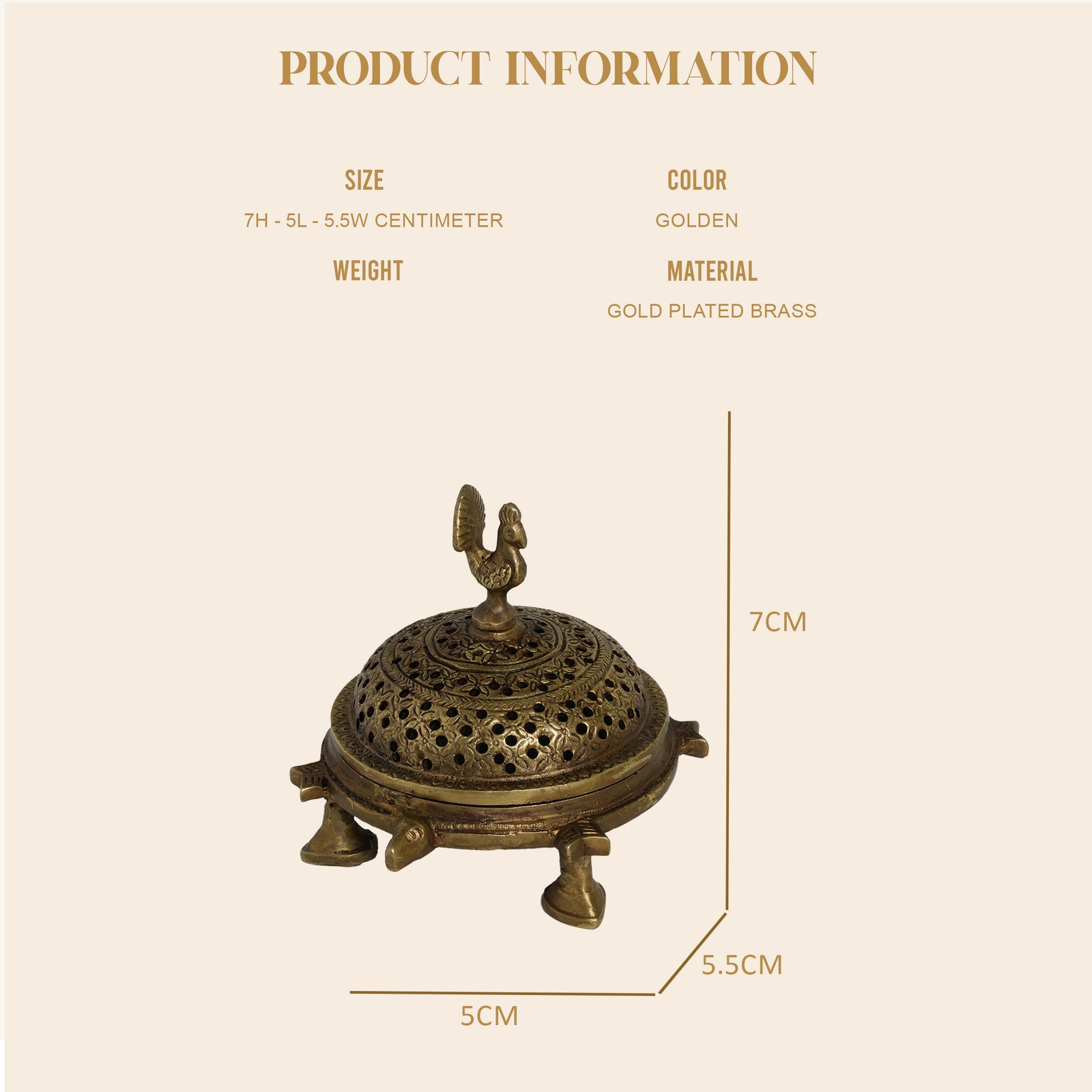 Charcoal Dhoop Burner with Decorative Lid