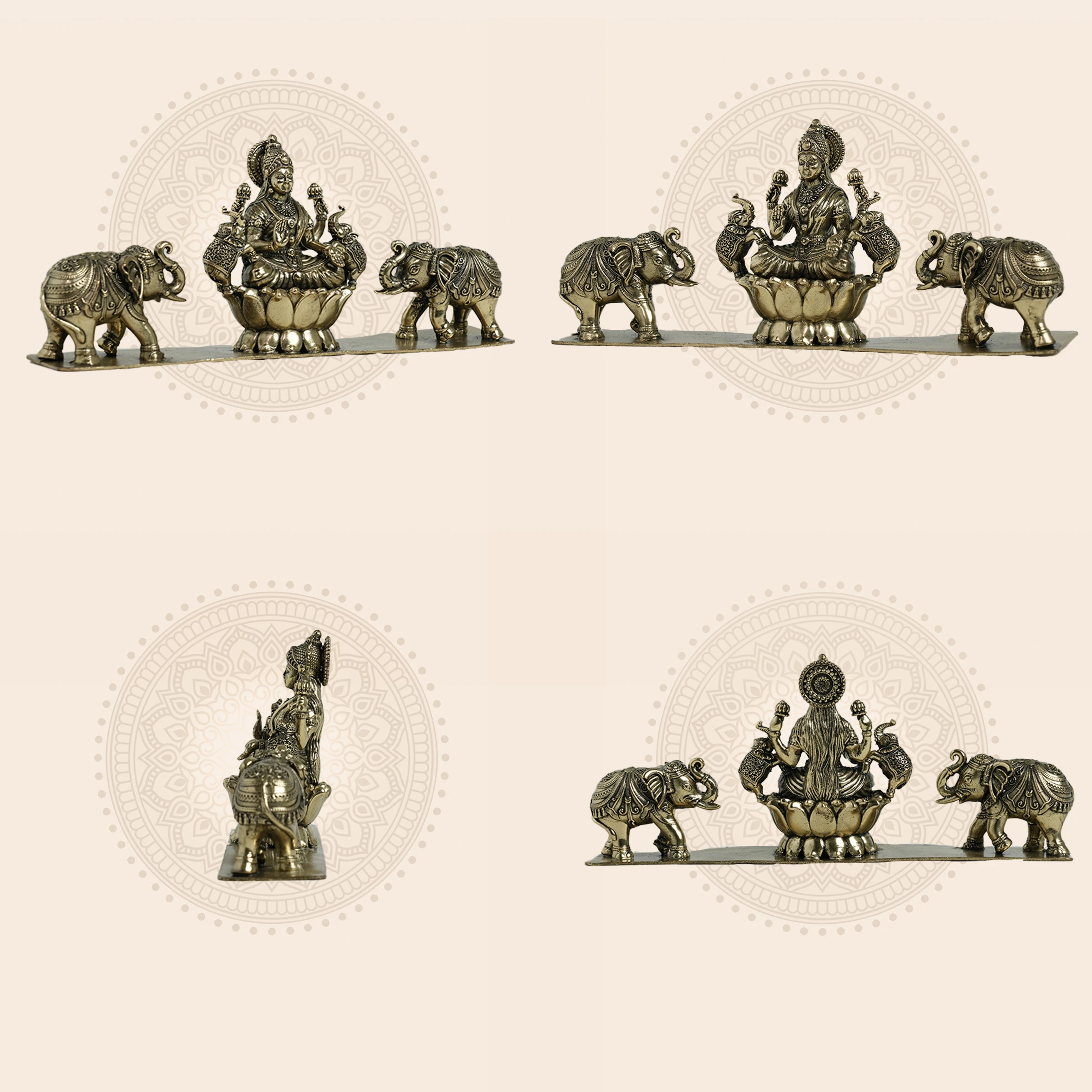 Lakshmi Brass Idol with Decorative Elephants