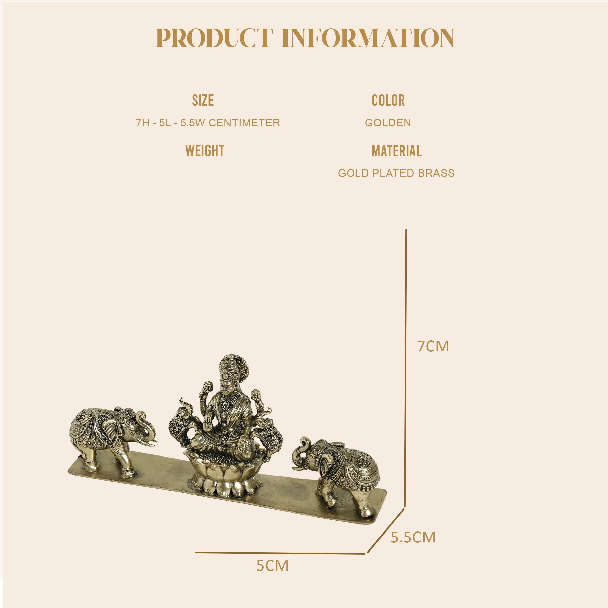 Lakshmi Brass Idol with Decorative Elephants