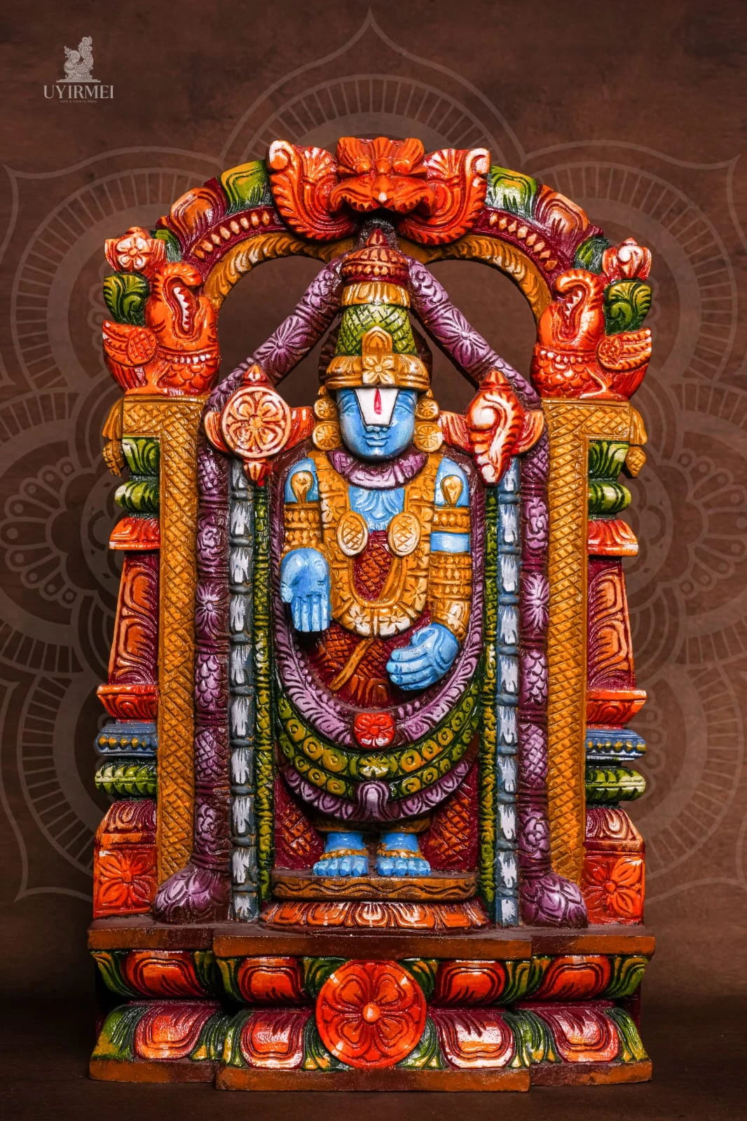 Handcrafted Lord Venkateswara Wooden Sculpture (Vaagai Wood) – 2 Feet